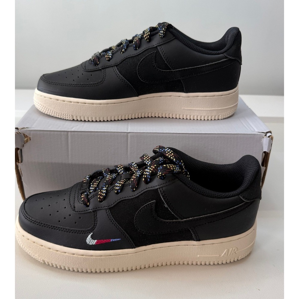 Nike Air Force 1 Low LV81 GS‎ Black Saturn Gold Sneakers Womens 8 Youth 6.5 NWB